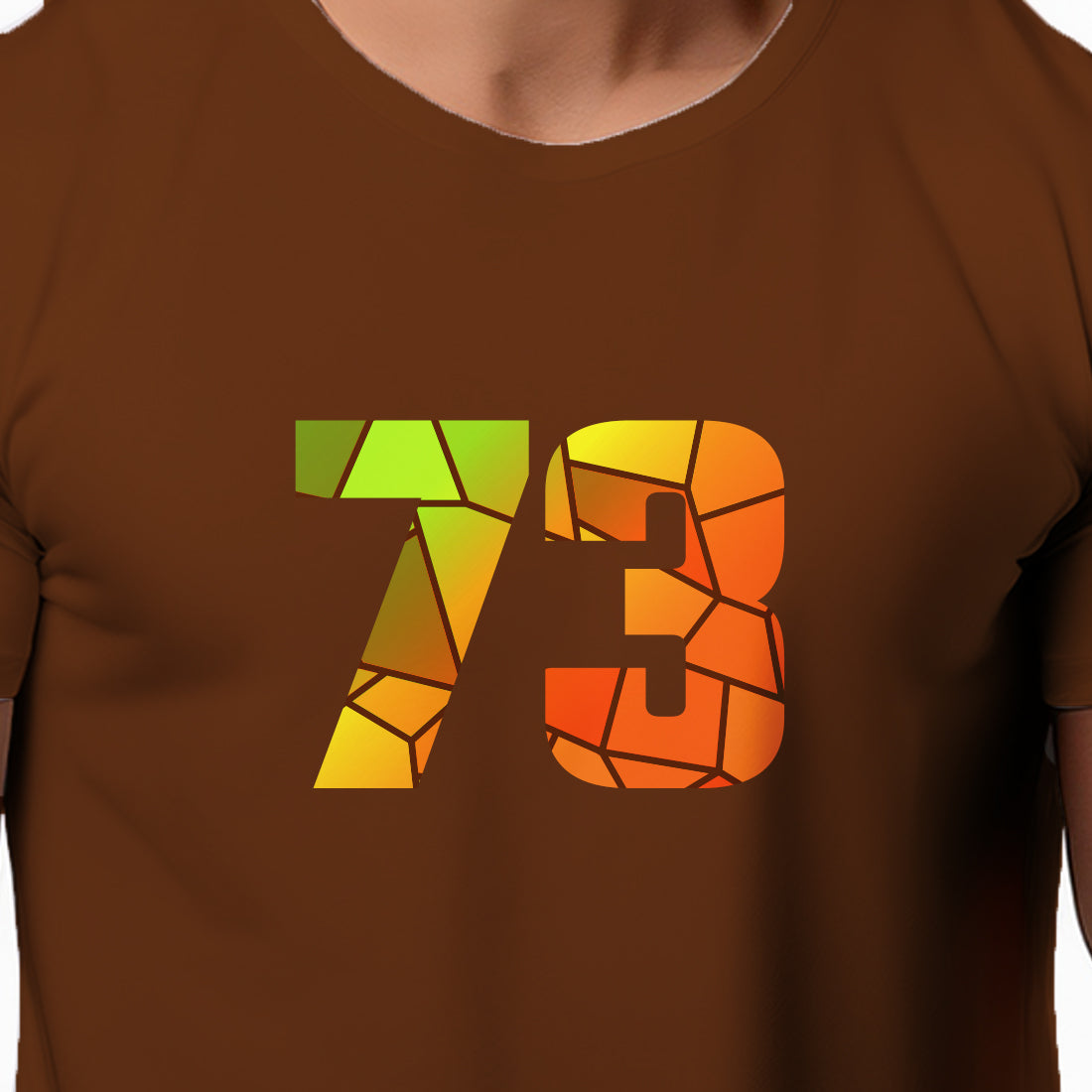 73 Number Men Unisex T-Shirt | Custom Number Graphic Tee (Brown)