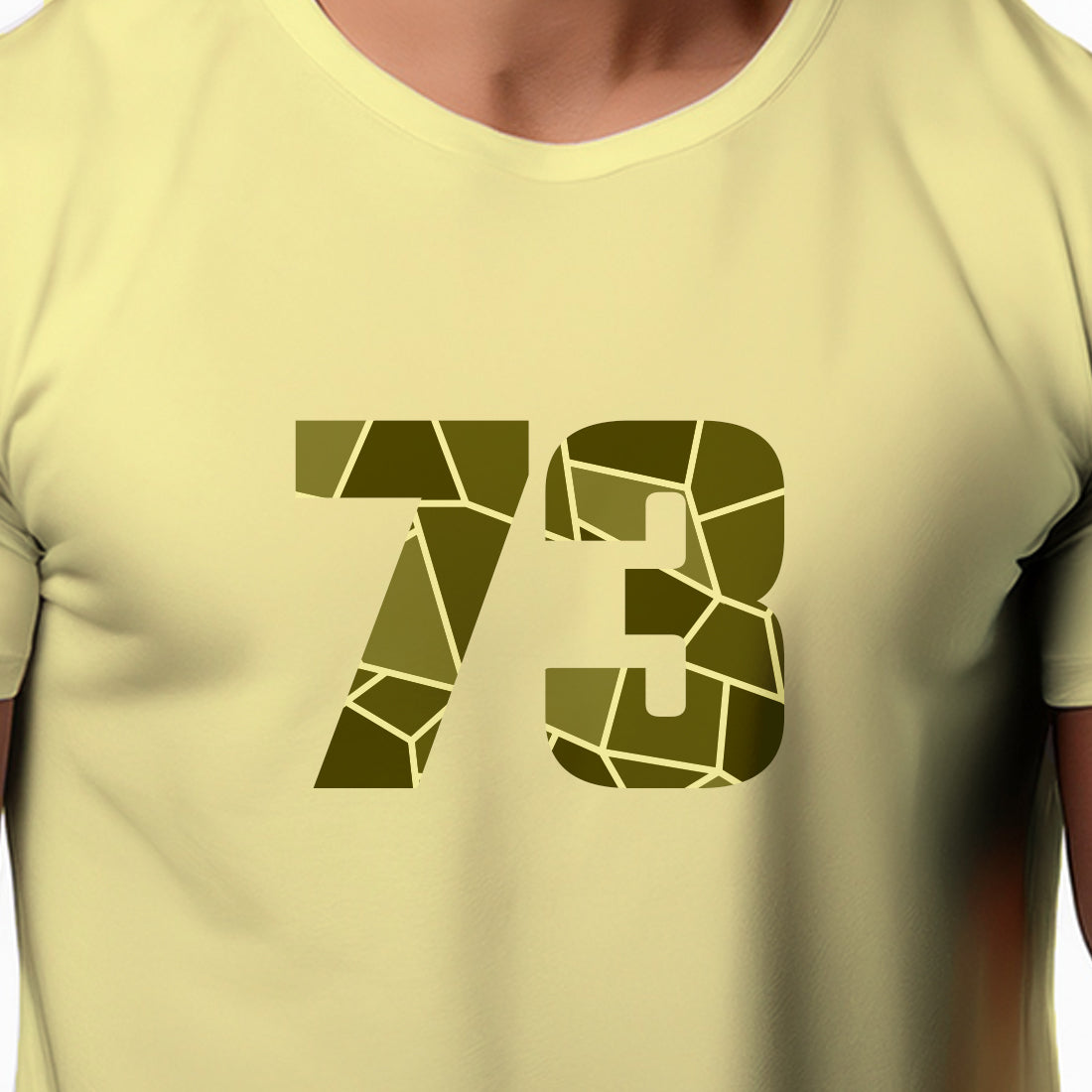 73 Number Men Unisex T-Shirt | Custom Number Graphic Tee (Butter Yellow)