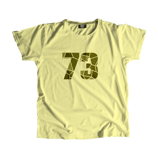 73 Number Men Unisex T-Shirt | Custom Number Graphic Tee (Butter Yellow)