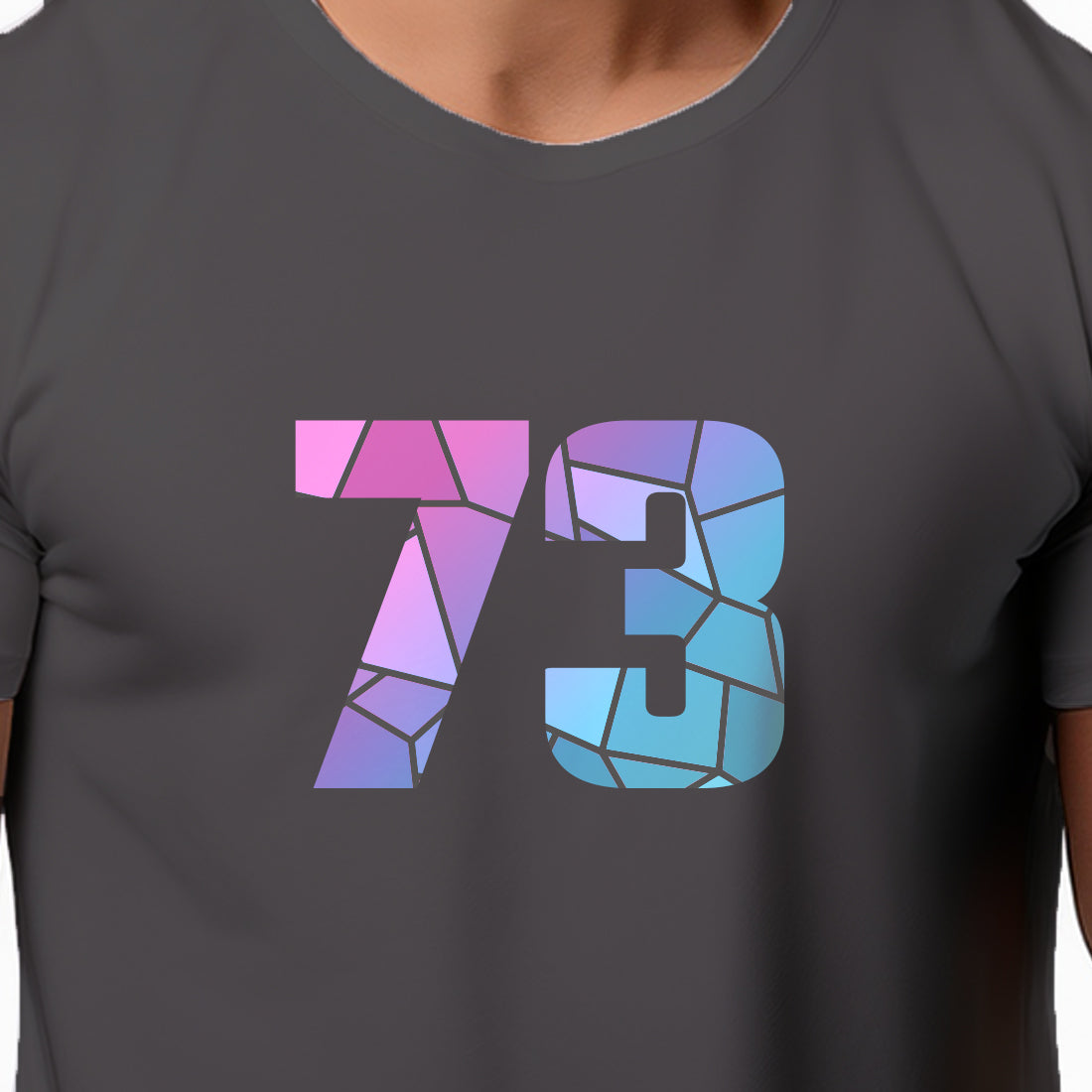 73 Number Men Unisex T-Shirt | Custom Number Graphic Tee (Charcoal Grey)