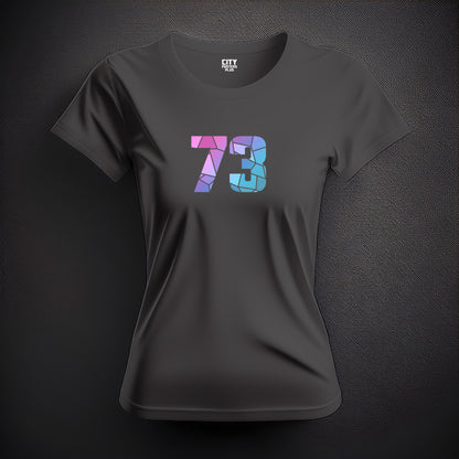 73 Number Women T-Shirt (Charcoal Grey) | Stylish Numeric Graphic Tee