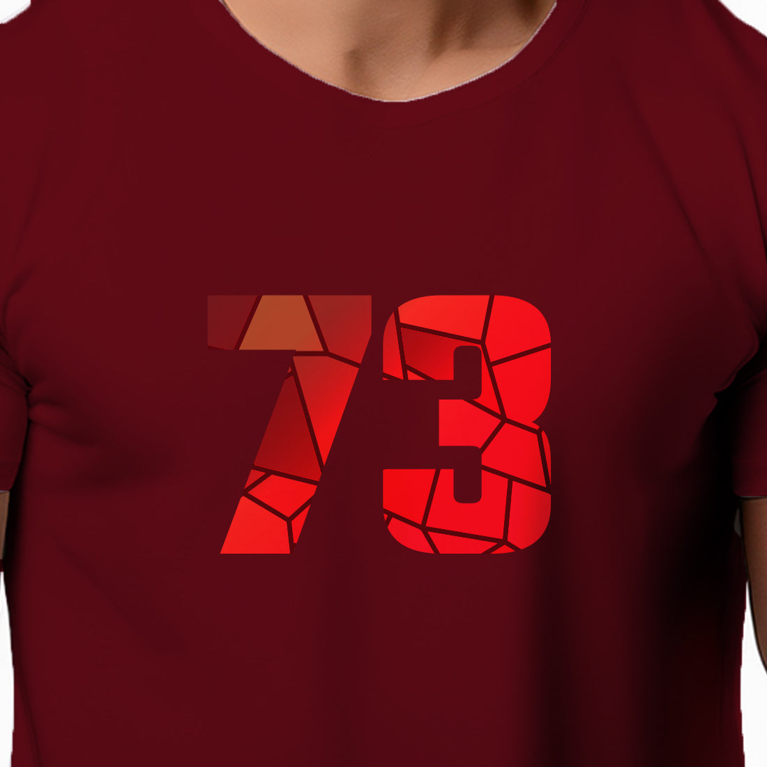 73 Number Men Unisex T-Shirt | Custom Number Graphic Tee (Maroon)
