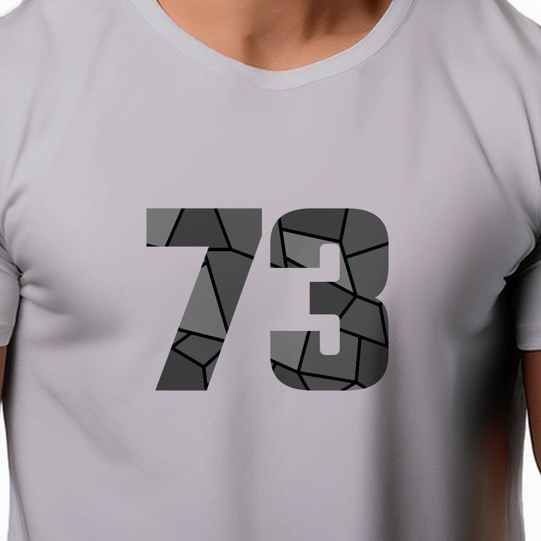 73 Number Men Unisex T-Shirt | Custom Number Graphic Tee (Melange Grey)