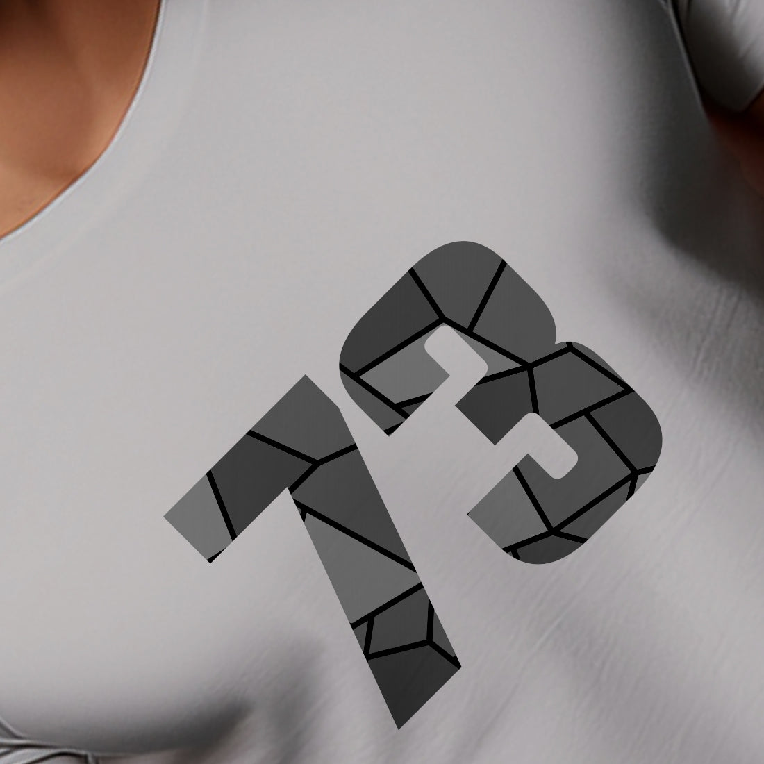 73 Number Men Unisex T-Shirt | Custom Number Graphic Tee (Melange Grey)