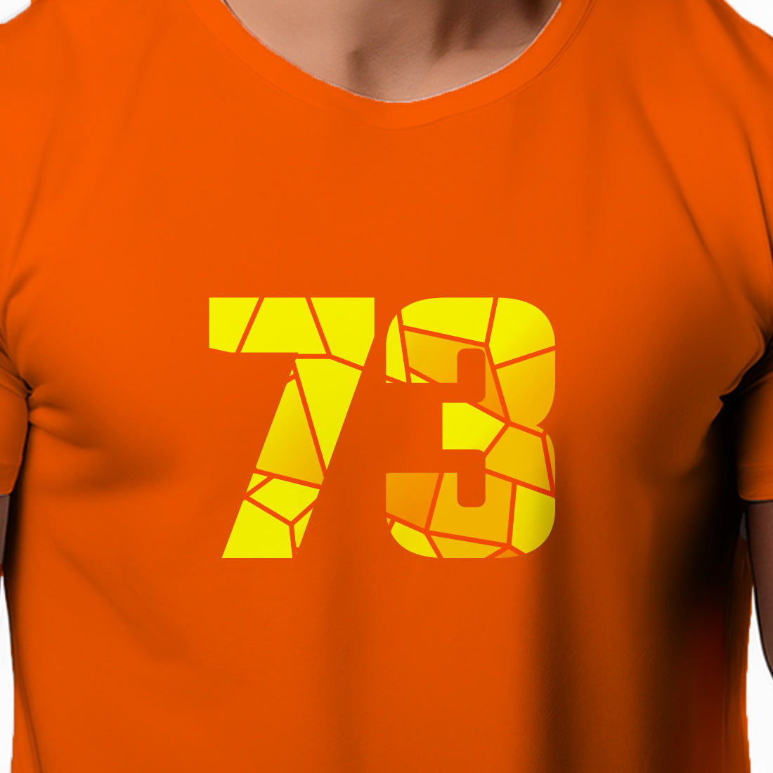 73 Number Men Unisex T-Shirt | Custom Number Graphic Tee (Orange)