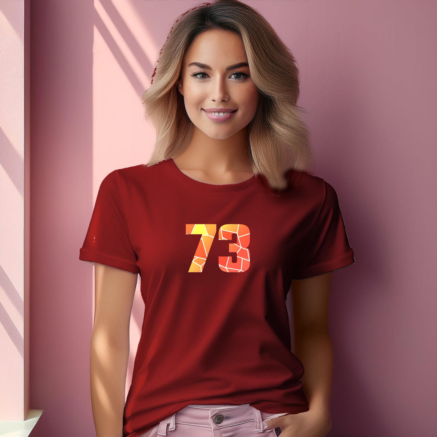73 Number Women T-Shirt (Red)