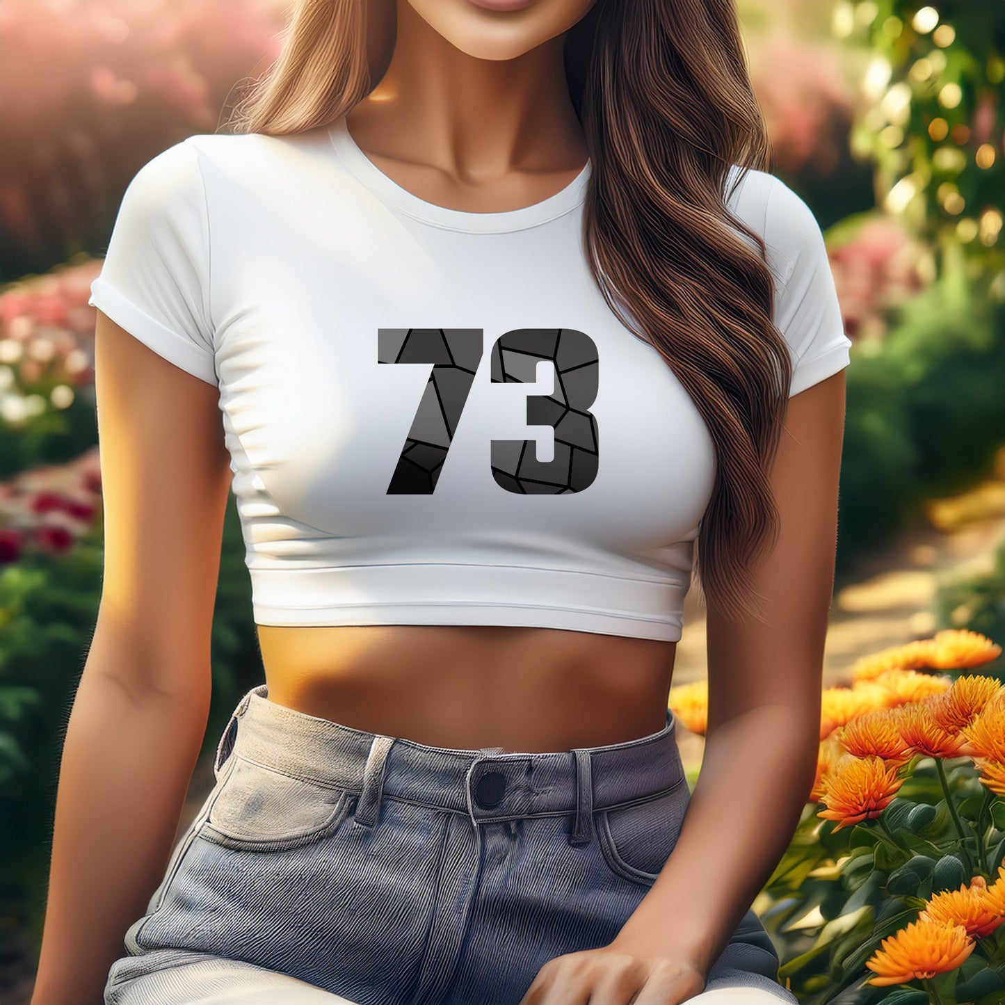 73 Number Women Crop Top (White)