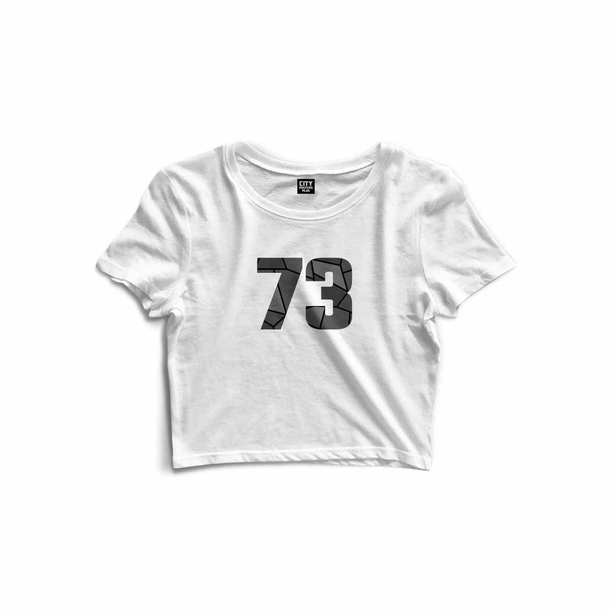 73 Number Women Crop Top (White)