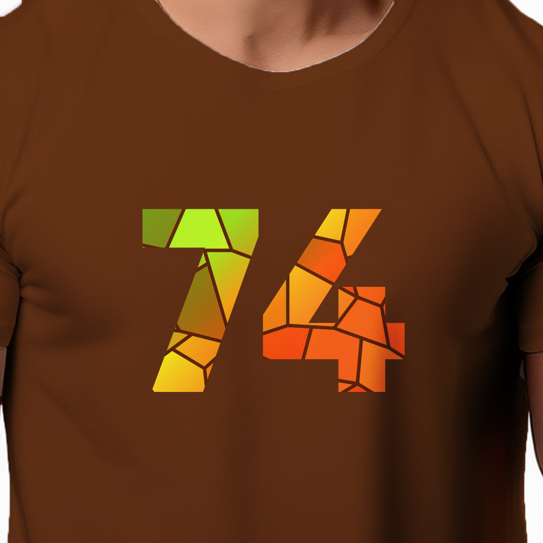 74 Number Men Unisex T-Shirt | Custom Number Graphic Tee (Brown)