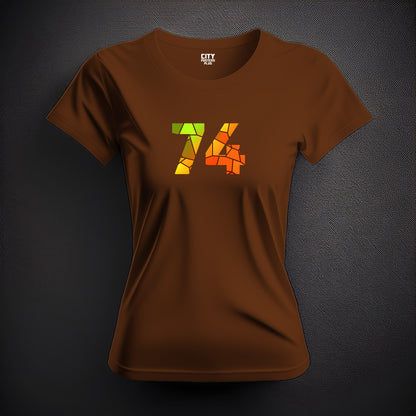 74 Number Women T-Shirt (Brown) | Stylish Numeric Graphic Tee