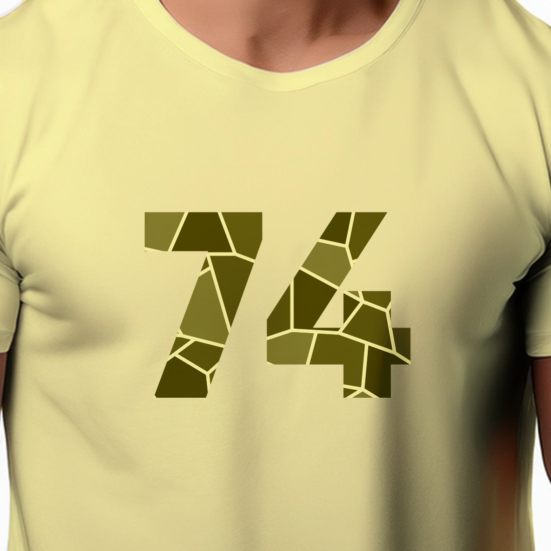 74 Number Men Unisex T-Shirt | Custom Number Graphic Tee (Butter Yellow)