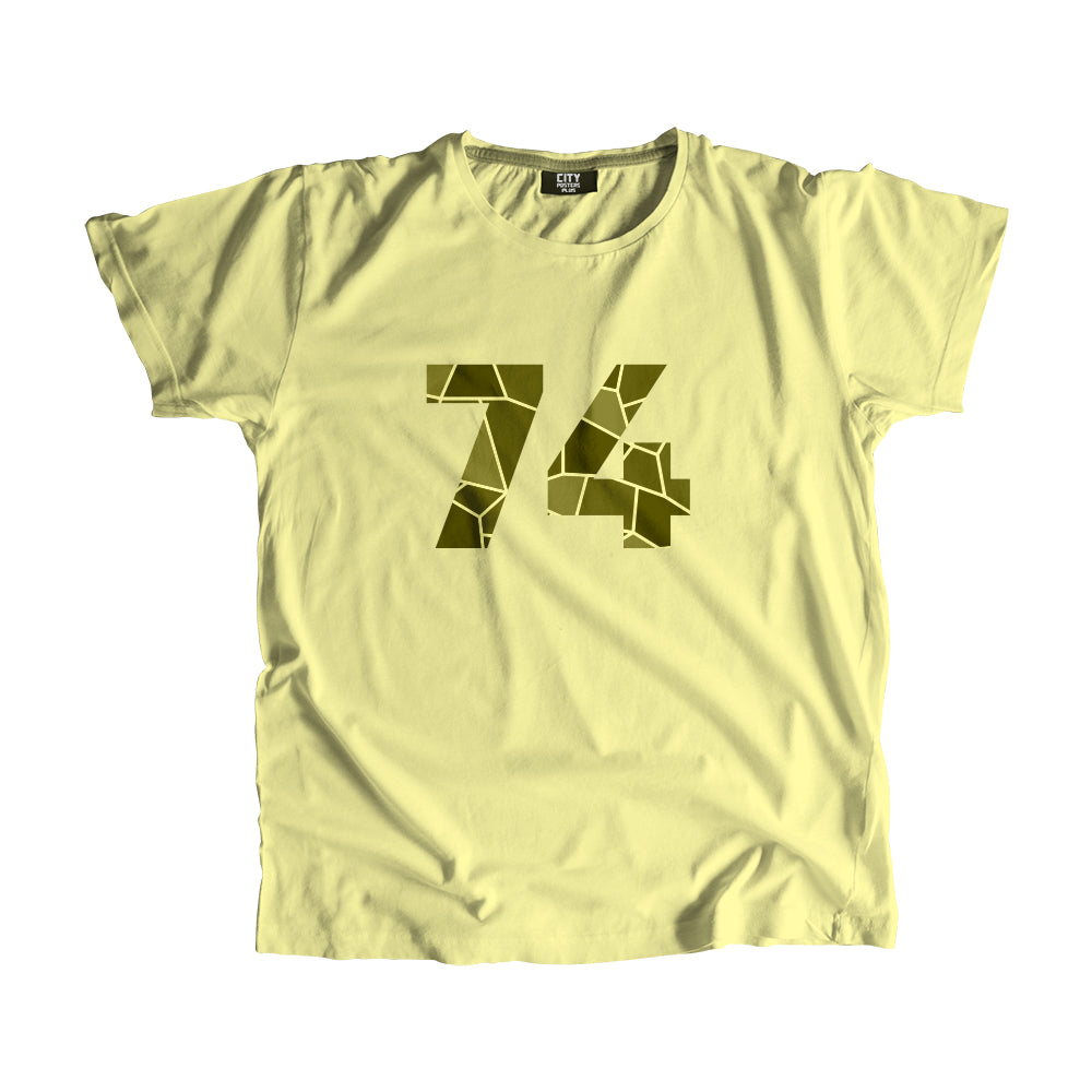 74 Number Men Unisex T-Shirt | Custom Number Graphic Tee (Butter Yellow)