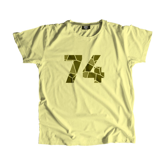 74 Number Men Unisex T-Shirt | Custom Number Graphic Tee (Butter Yellow)