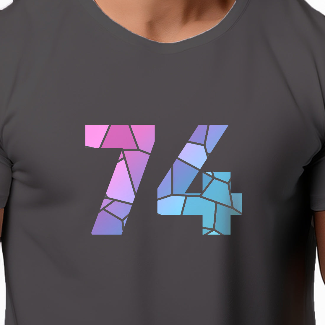 74 Number Men Unisex T-Shirt | Custom Number Graphic Tee (Charcoal Grey)