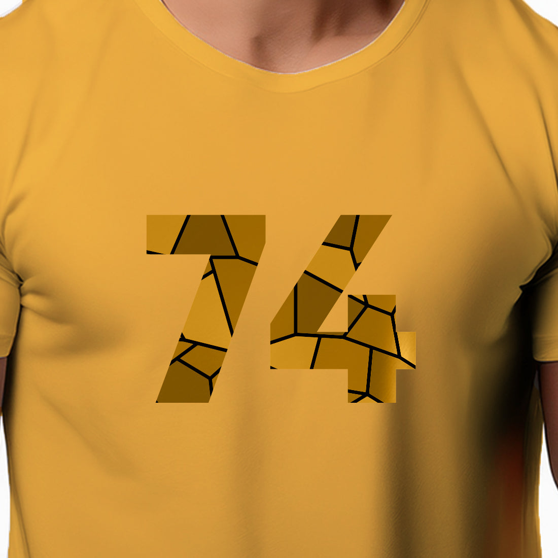 74 Number Men Unisex T-Shirt | Custom Number Graphic Tee (Golden Yellow)