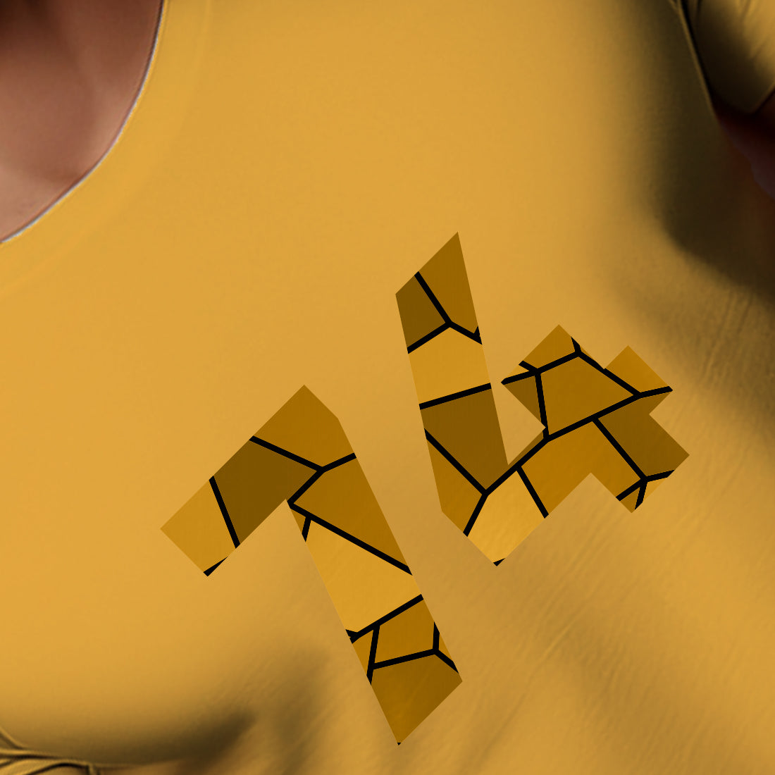 74 Number Men Unisex T-Shirt | Custom Number Graphic Tee (Golden Yellow)