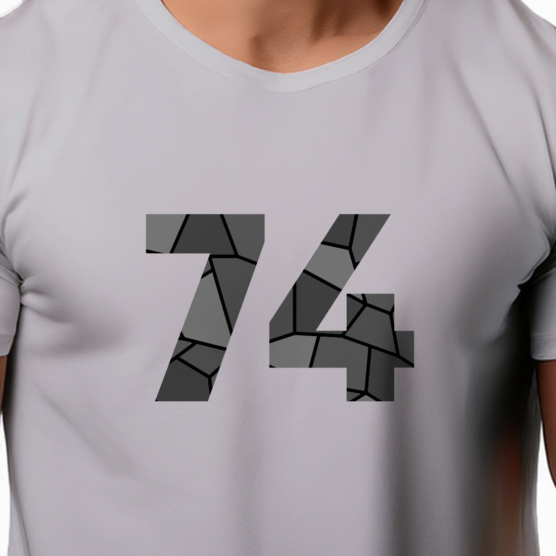 74 Number Men Unisex T-Shirt | Custom Number Graphic Tee (Melange Grey)