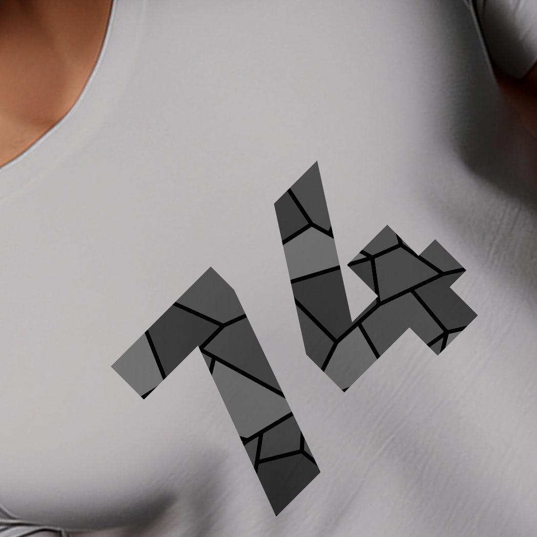 74 Number Men Unisex T-Shirt | Custom Number Graphic Tee (Melange Grey)