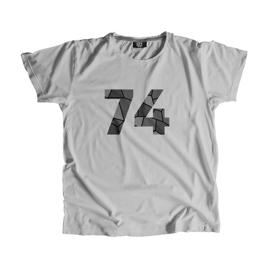 74 Number Men Unisex T-Shirt | Custom Number Graphic Tee (Melange Grey)