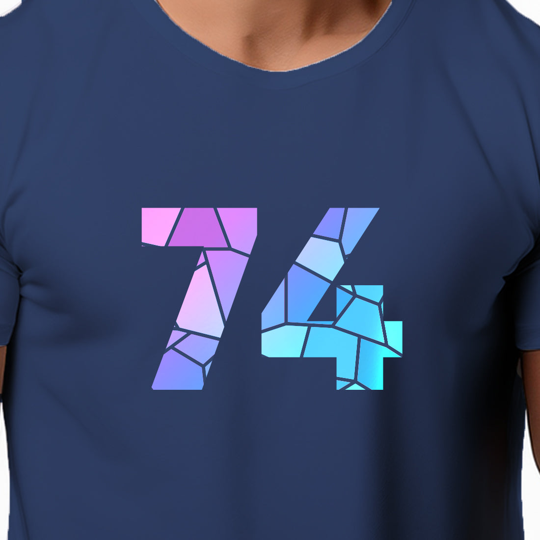 74 Number Men Unisex T-Shirt | Custom Number Graphic Tee (Navy Blue)