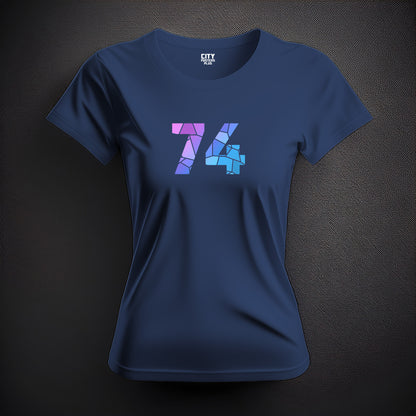 74 Number Women T-Shirt (Navy Blue) | Stylish Numeric Graphic Tee