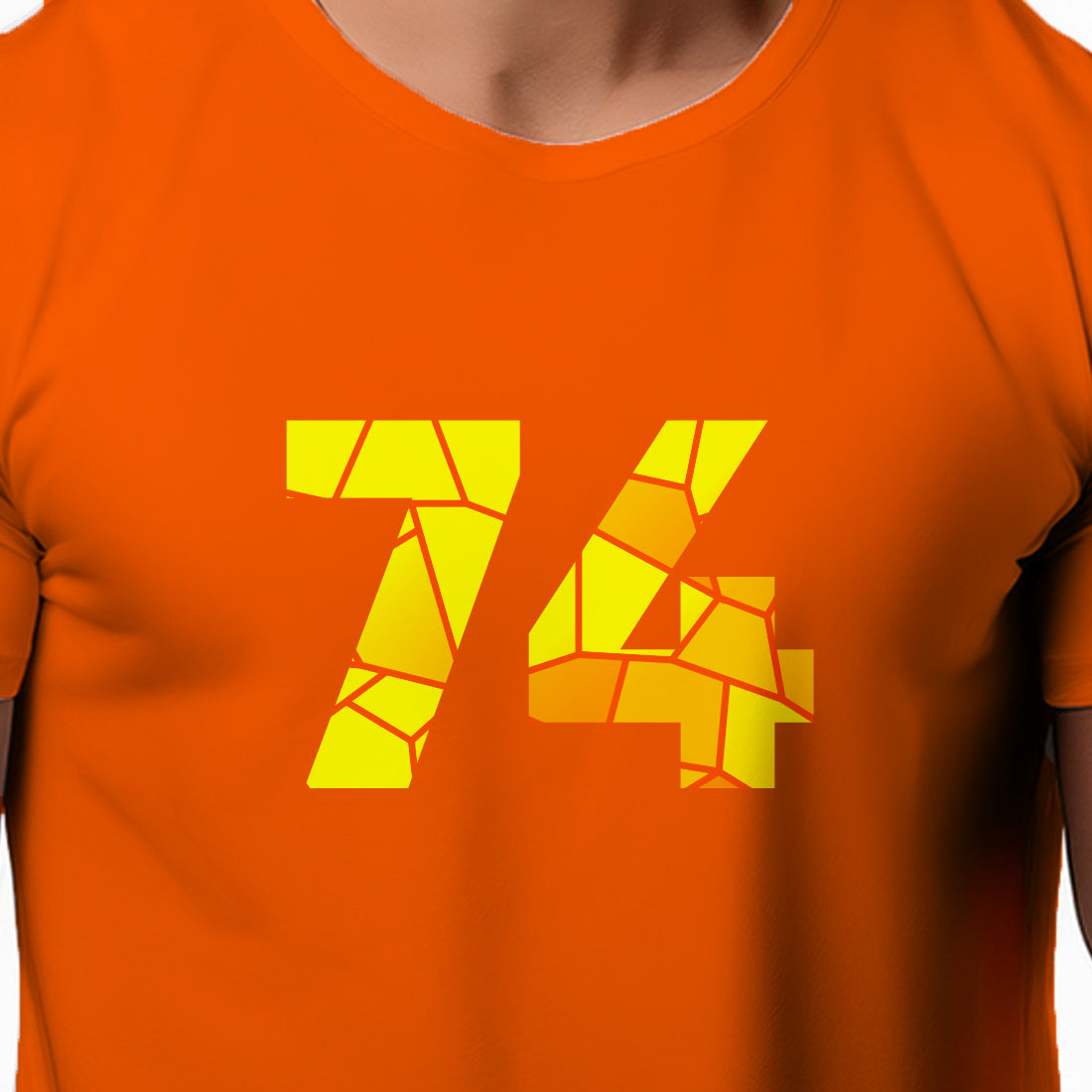 74 Number Men Unisex T-Shirt | Custom Number Graphic Tee (Orange)