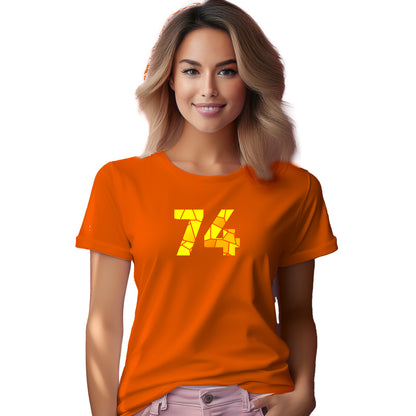 74 Number Women T-Shirt (Orange) | Stylish Numeric Graphic Tee