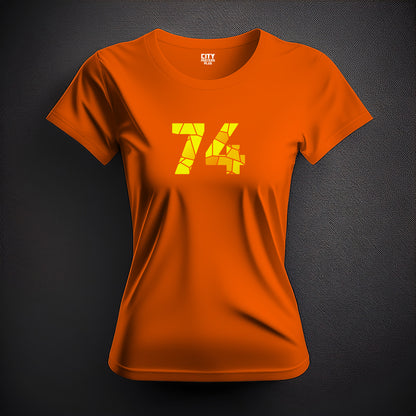 74 Number Women T-Shirt (Orange) | Stylish Numeric Graphic Tee