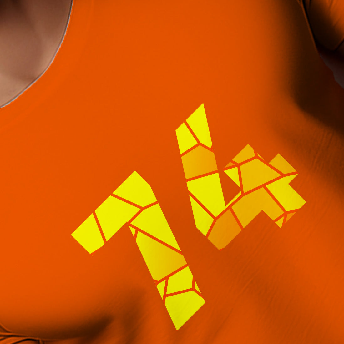 74 Number Men Unisex T-Shirt | Custom Number Graphic Tee (Orange)