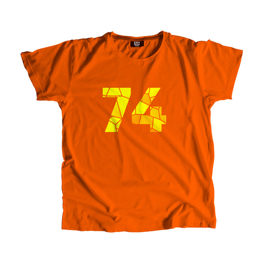 74 Number Men Unisex T-Shirt | Custom Number Graphic Tee (Orange)
