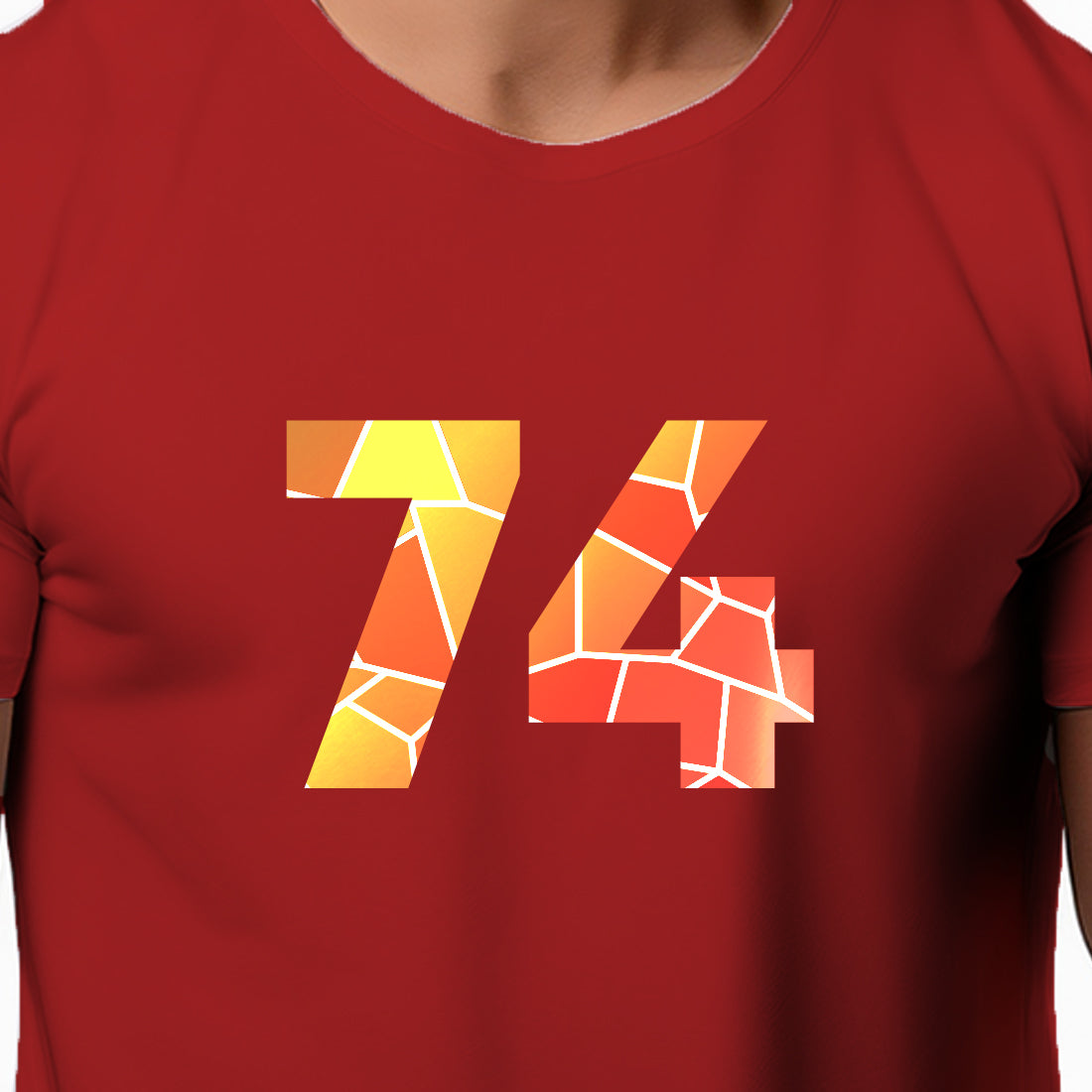 74 Number Men Unisex T-Shirt | Custom Number Graphic Tee (Red)