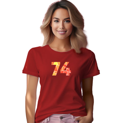 74 Number Women T-Shirt (Red) | Stylish Numeric Graphic Tee