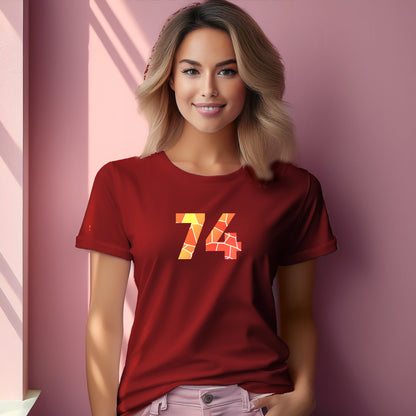 74 Number Women T-Shirt (Red) | Stylish Numeric Graphic Tee