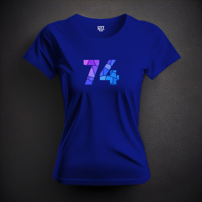 74 Number Women T-Shirt (Royal Blue) | Stylish Numeric Graphic Tee