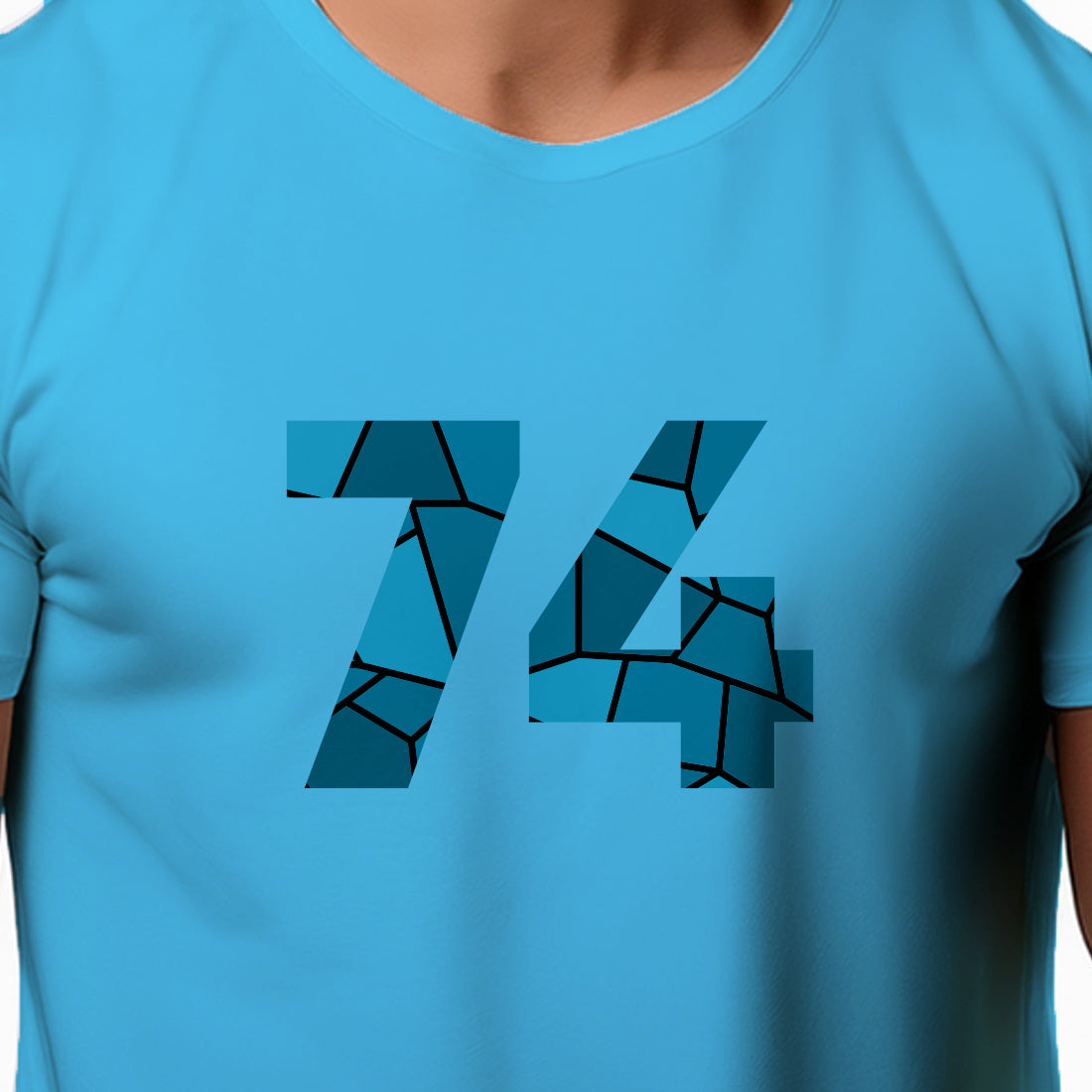 74 Number Men Unisex T-Shirt | Custom Number Graphic Tee (Sky Blue)
