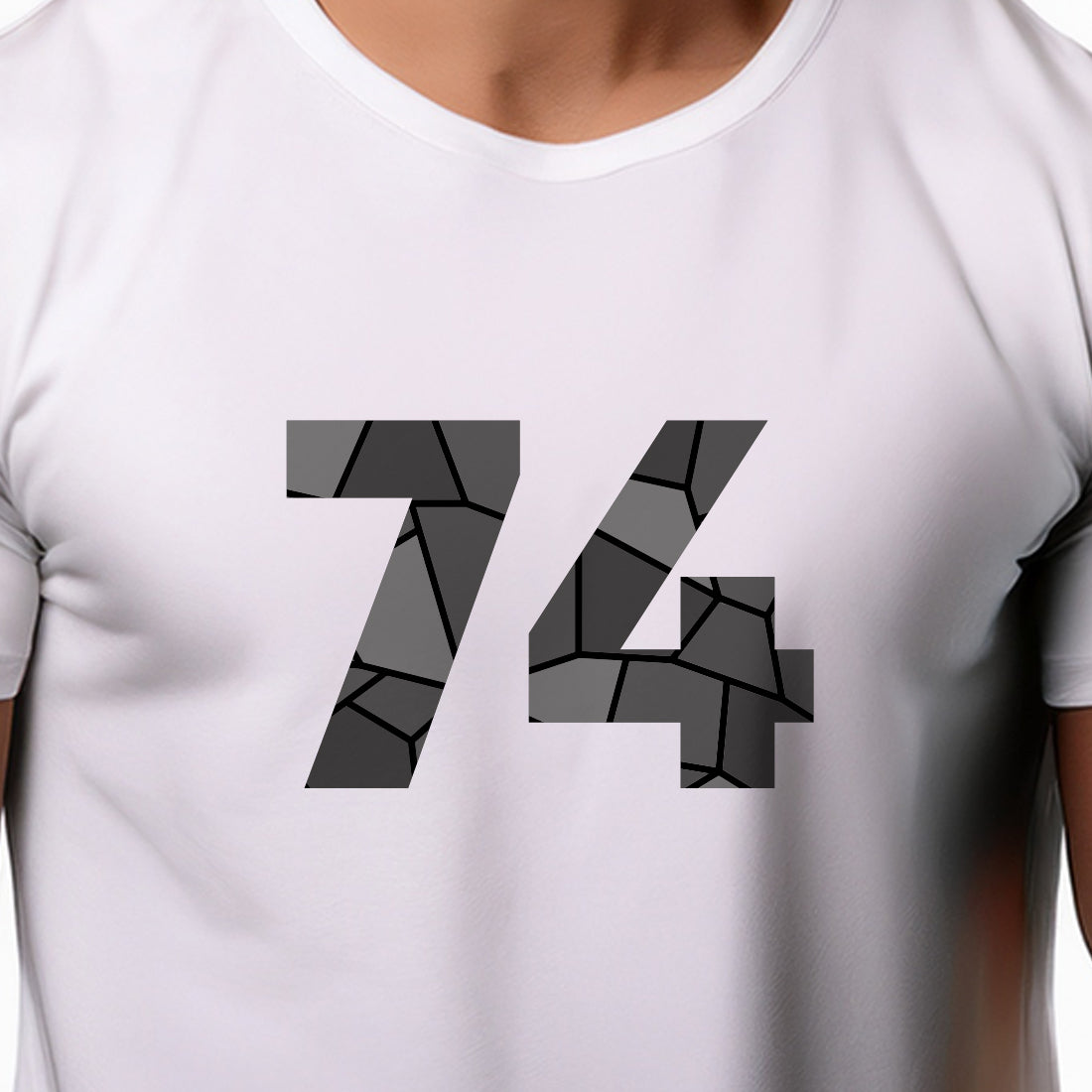74 Number Men Unisex T-Shirt | Custom Number Graphic Tee (White)