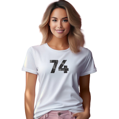 74 Number Women T-Shirt (White) | Stylish Numeric Graphic Tee