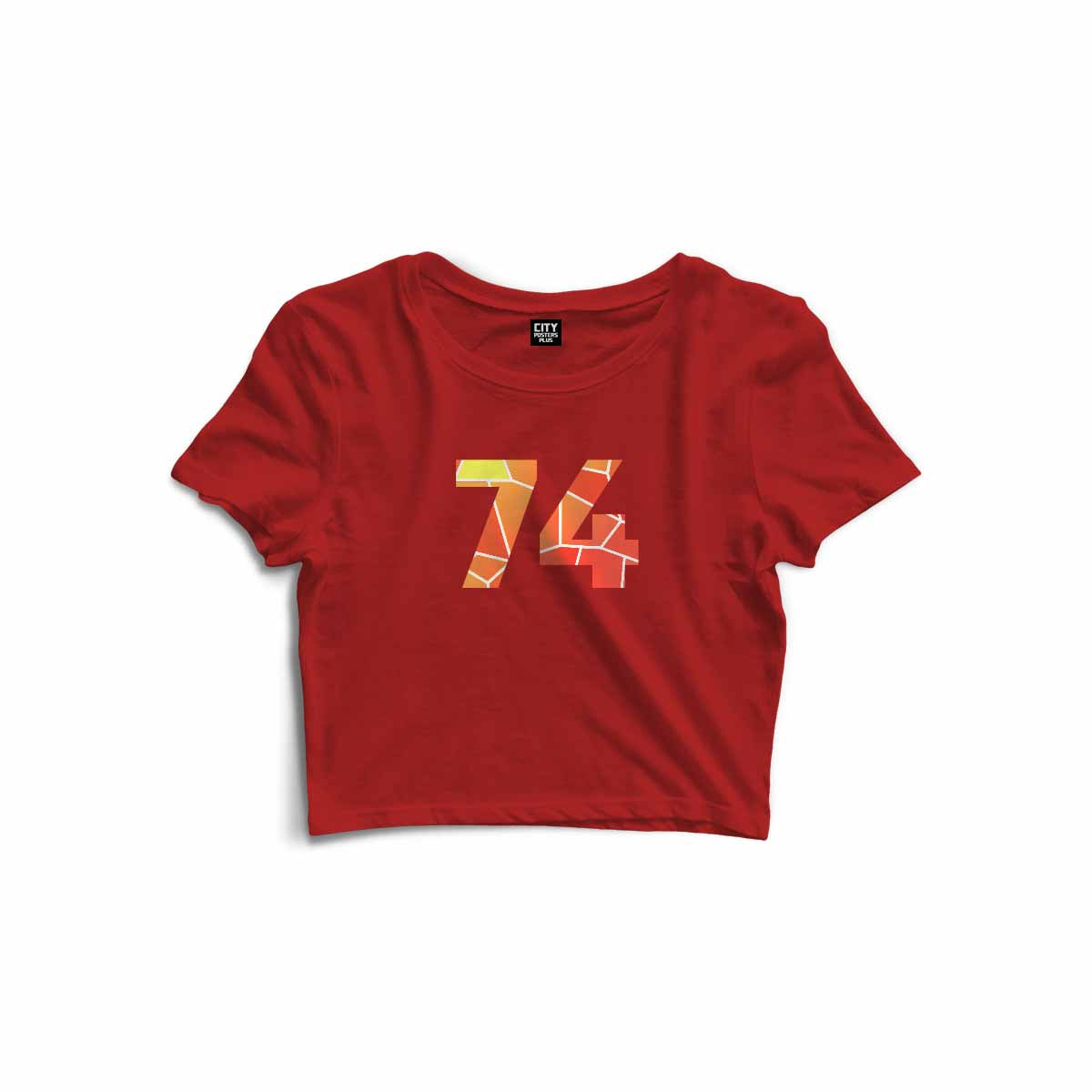 74 Number Women Crop Top (Red)