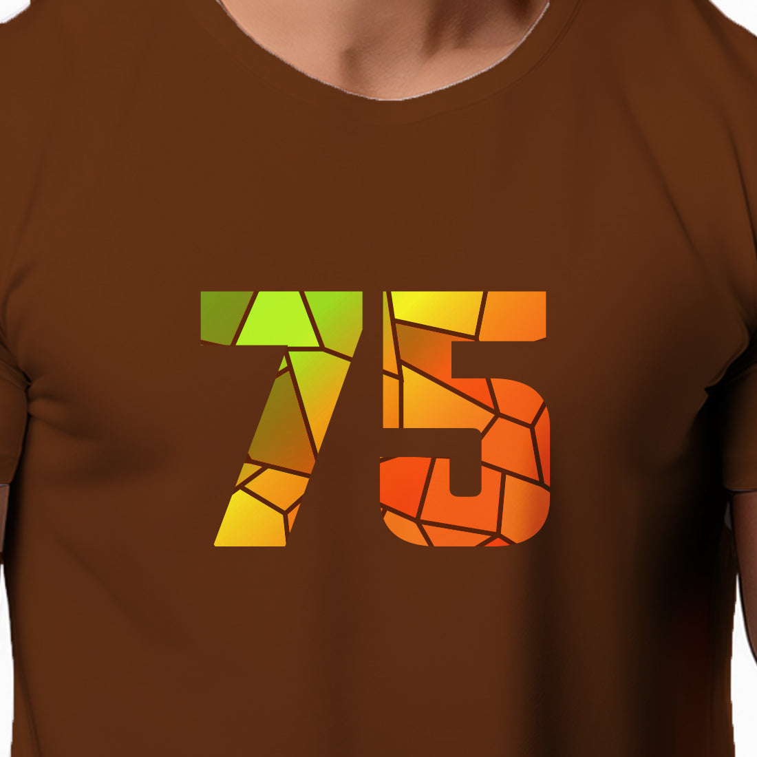 75 Number Men Unisex T-Shirt | Custom Number Graphic Tee (Brown)