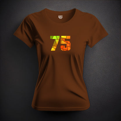 75 Number Women T-Shirt (Brown) | Stylish Numeric Graphic Tee