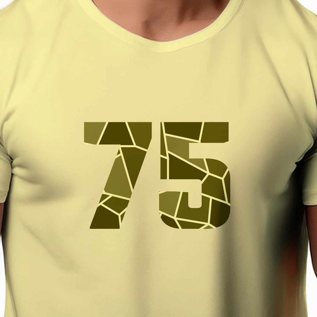 75 Number Men Unisex T-Shirt | Custom Number Graphic Tee (Butter Yellow)