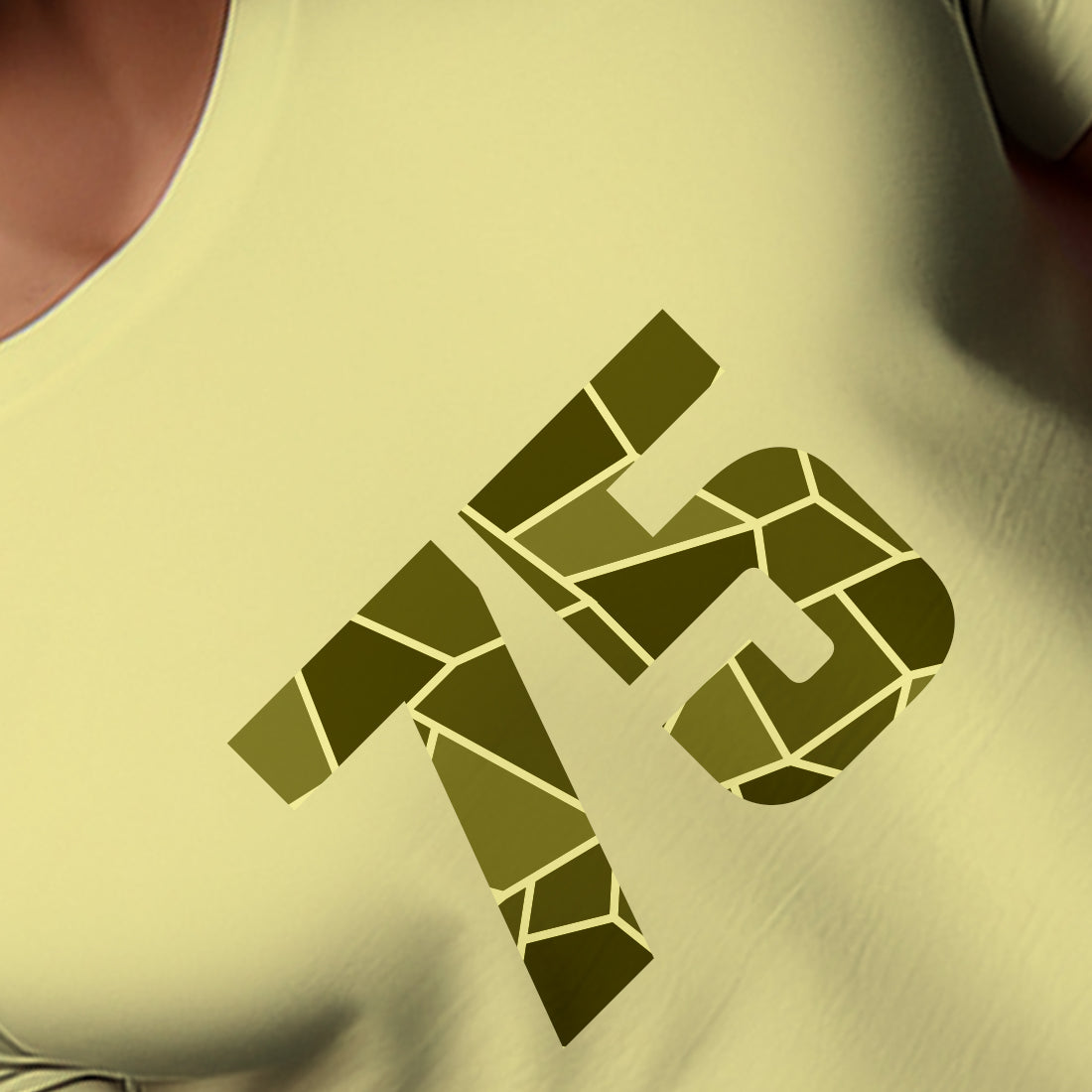 75 Number Men Unisex T-Shirt | Custom Number Graphic Tee (Butter Yellow)
