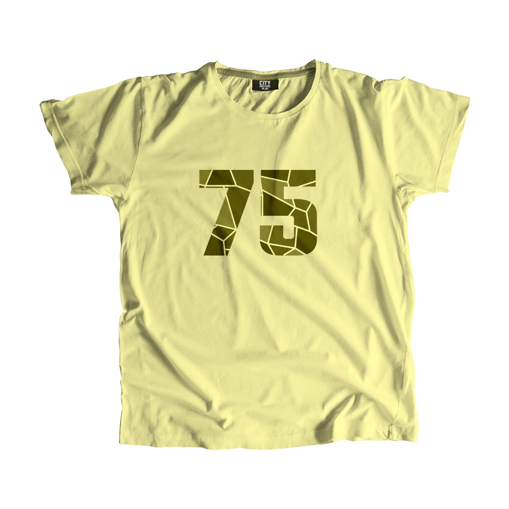 75 Number Men Unisex T-Shirt | Custom Number Graphic Tee (Butter Yellow)