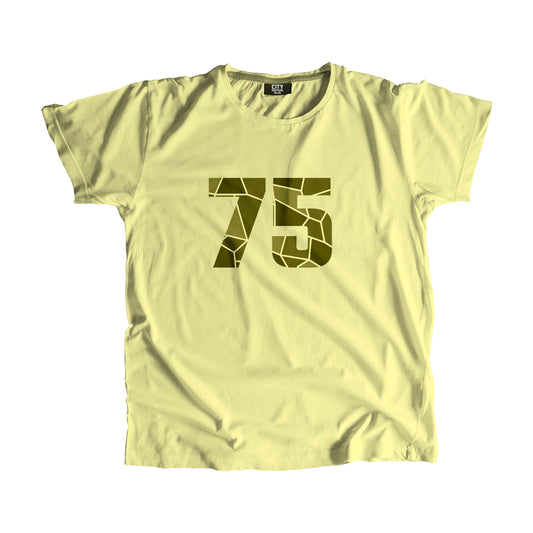 75 Number Men Unisex T-Shirt | Custom Number Graphic Tee (Butter Yellow)