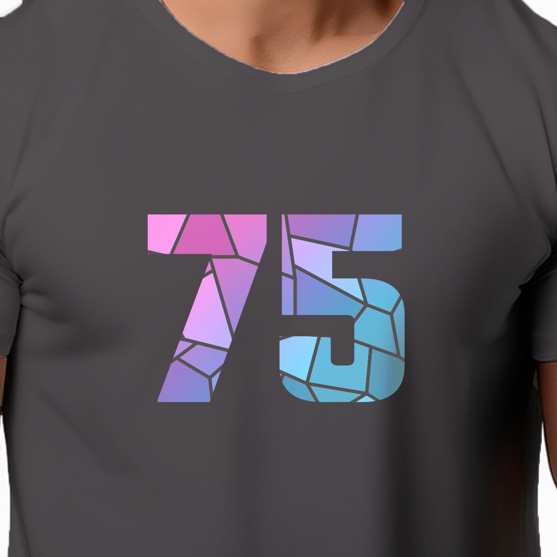 75 Number Men Unisex T-Shirt | Custom Number Graphic Tee (Charcoal Grey)