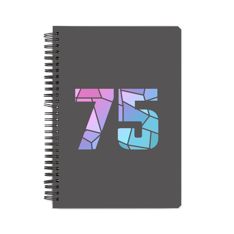 75 Number Notebook (Charcoal Grey, A5 Size, 100 Pages, Ruled, 6 Pack)