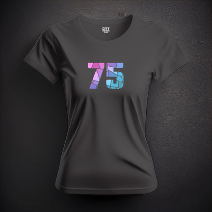 75 Number Women T-Shirt (Charcoal Grey) | Stylish Numeric Graphic Tee