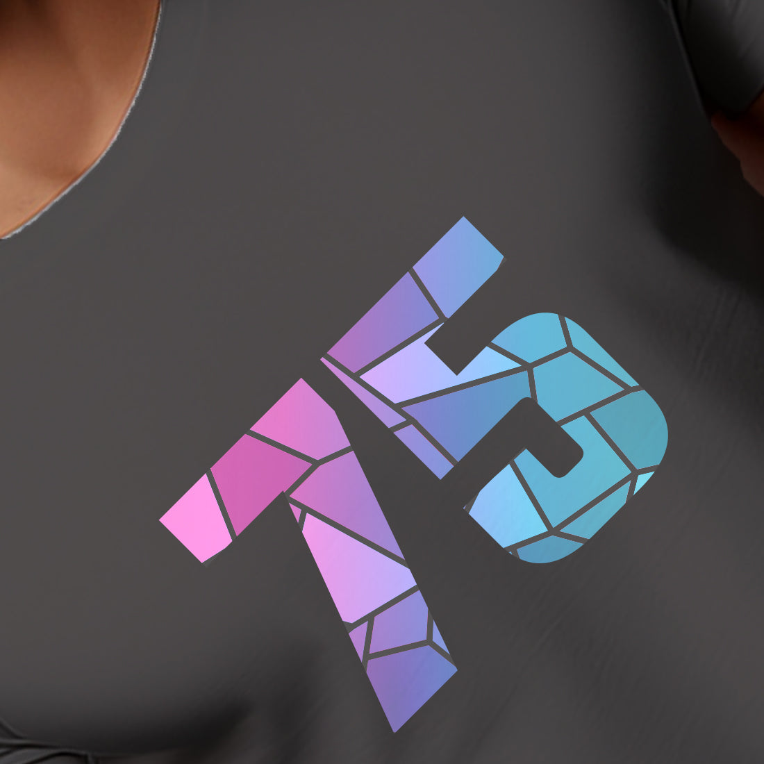 75 Number Men Unisex T-Shirt | Custom Number Graphic Tee (Charcoal Grey)