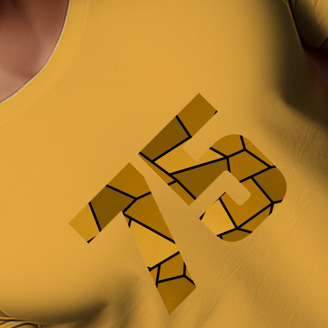 75 Number Men Unisex T-Shirt | Custom Number Graphic Tee (Golden Yellow)