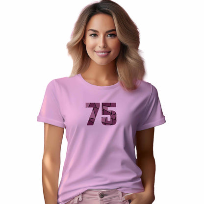 75 Number Women T-Shirt (Light Pink) | Stylish Numeric Graphic Tee